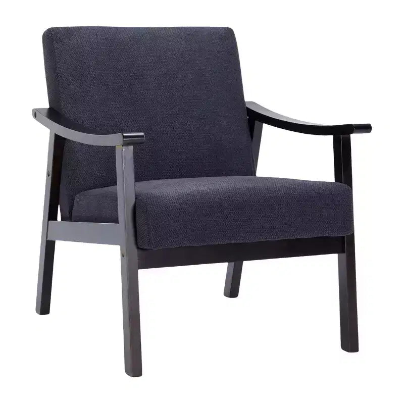 Homy Casa Modern Upholstered Accent Chair with Curved Wood Arms for Living Room or Bedroom