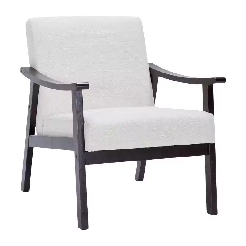 Homy Casa Modern Upholstered Accent Chair with Curved Wood Arms for Living Room or Bedroom