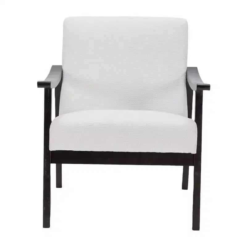 Homy Casa Modern Upholstered Accent Chair with Curved Wood Arms for Living Room or Bedroom