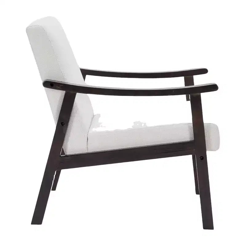 Homy Casa Modern Upholstered Accent Chair with Curved Wood Arms for Living Room or Bedroom