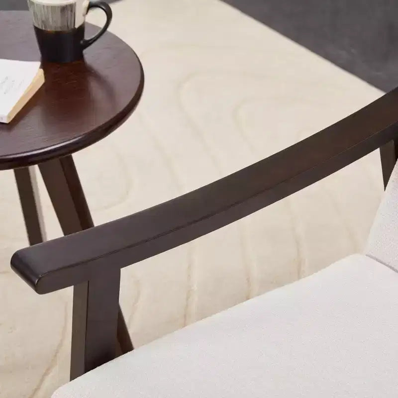 Homy Casa Modern Upholstered Accent Chair with Curved Wood Arms for Living Room or Bedroom