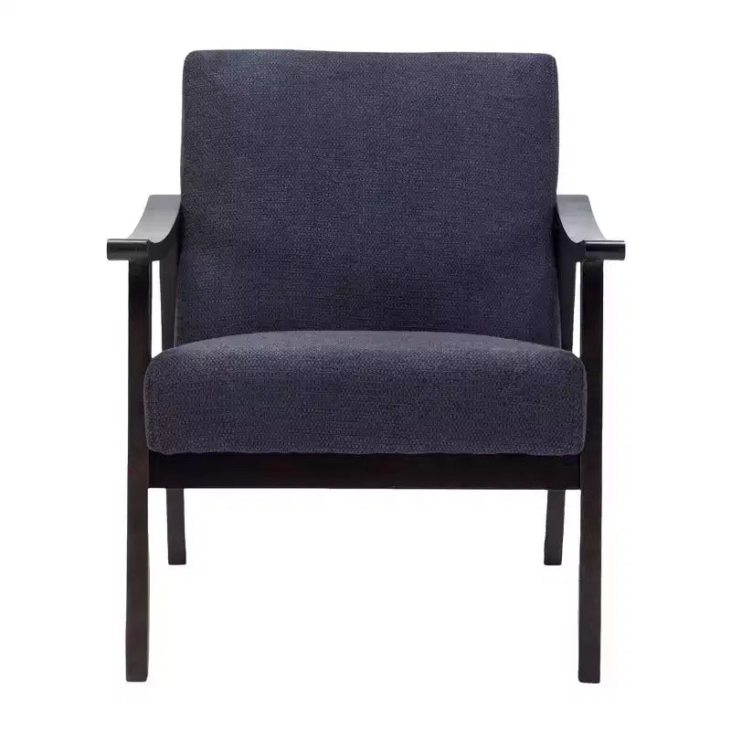 Homy Casa Modern Upholstered Accent Chair with Curved Wood Arms for Living Room or Bedroom