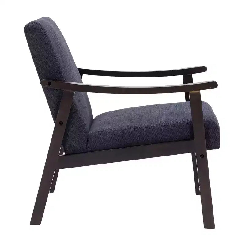 Homy Casa Modern Upholstered Accent Chair with Curved Wood Arms for Living Room or Bedroom