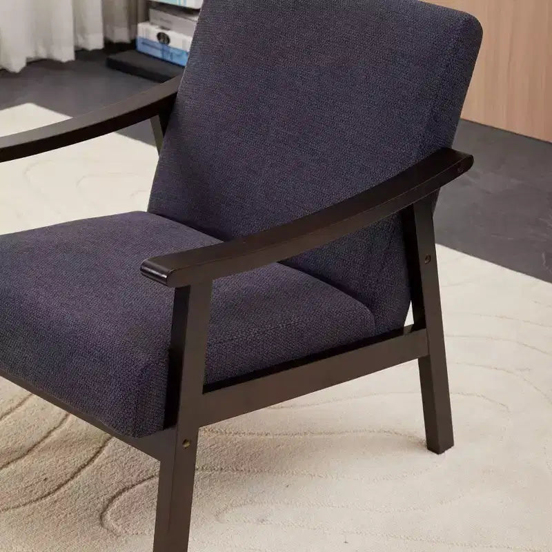 Homy Casa Modern Upholstered Accent Chair with Curved Wood Arms for Living Room or Bedroom