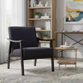 Homy Casa Modern Upholstered Accent Chair with Curved Wood Arms for Living Room or Bedroom