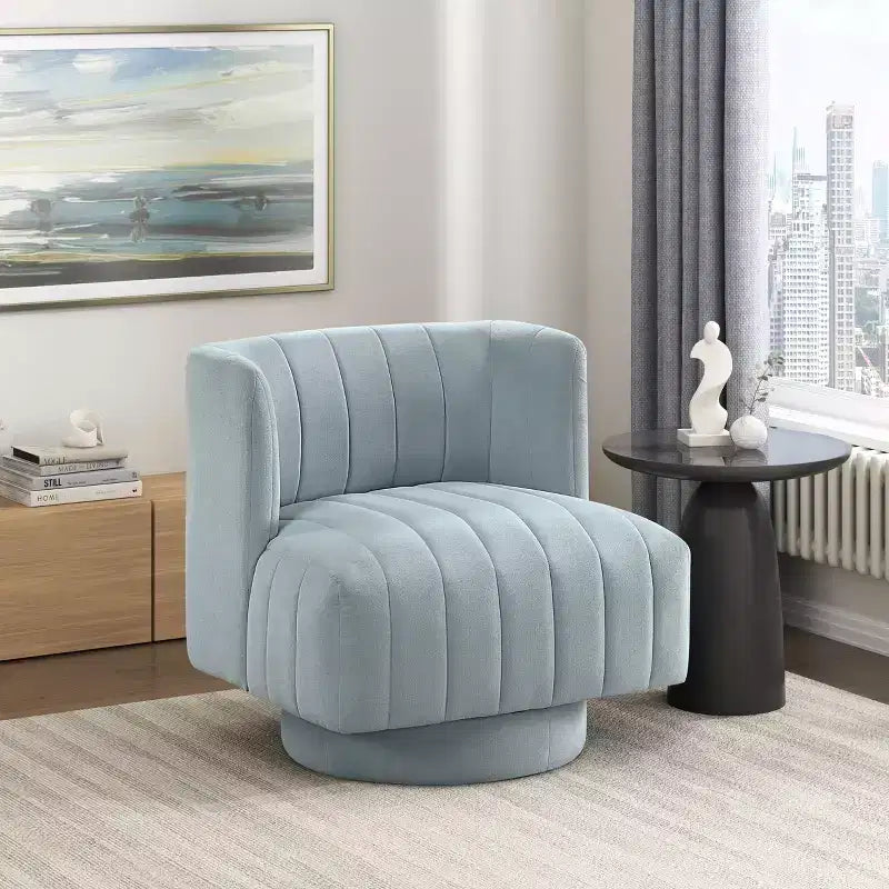 Okak Modern Luxury Swivel Accent Chair with Channel Tufted Details,Upholstered Reading Chair for Living Room,Bedroom,Office