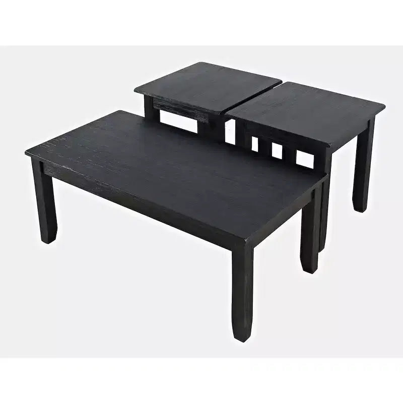 Table basse contemporaine en acacia avec tables d'appoint