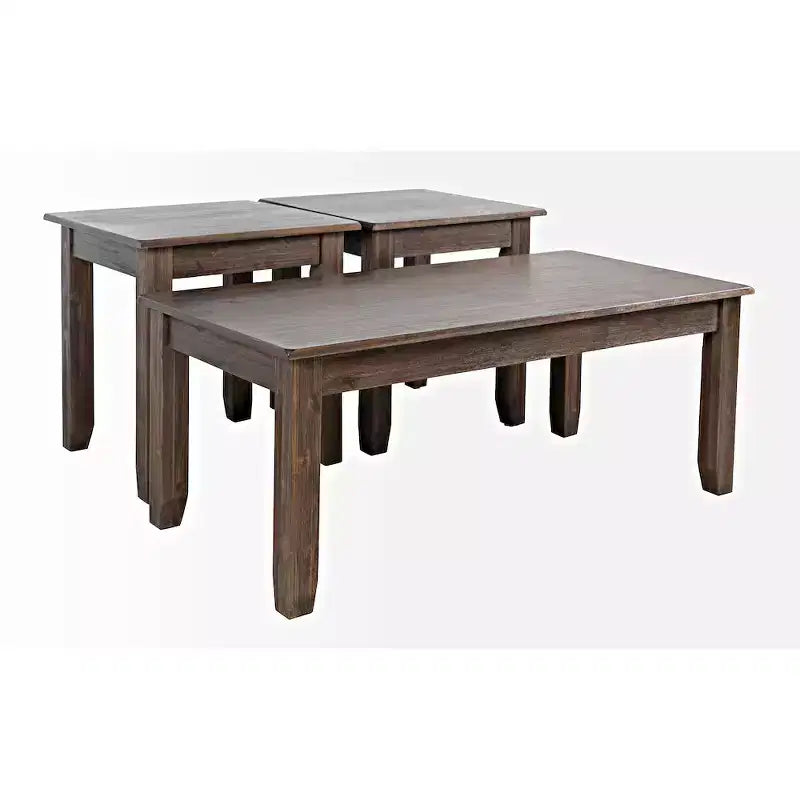 Table basse contemporaine en acacia avec tables d'appoint