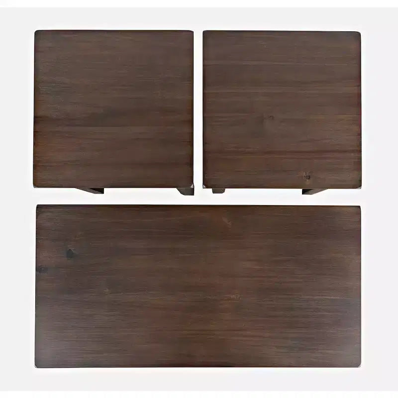Table basse contemporaine en acacia avec tables d'appoint