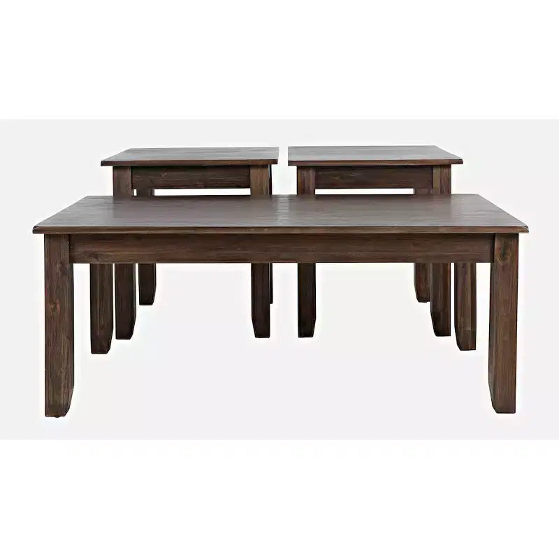 Table basse contemporaine en acacia avec tables d'appoint