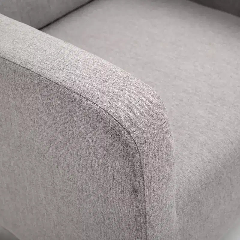 Accent Lounge Rocking Chair with Solid Curved Wood Base and Linen Padded Seat