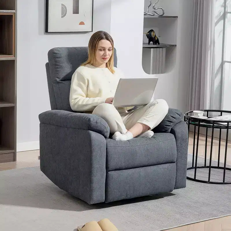 Recliner Chair, Wide Swivel Rocker Chair, Overstuffed Single Sofa with Pocket Spring, Footrest, Quick Assembly