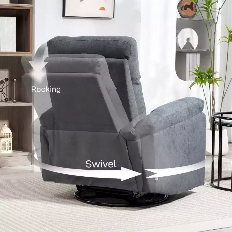 Recliner Chair, Wide Swivel Rocker Chair, Overstuffed Single Sofa with Pocket Spring, Footrest, Quick Assembly