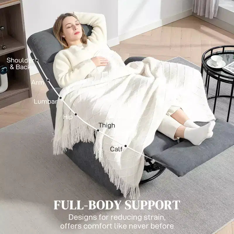 Recliner Chair, Wide Swivel Rocker Chair, Overstuffed Single Sofa with Pocket Spring, Footrest, Quick Assembly