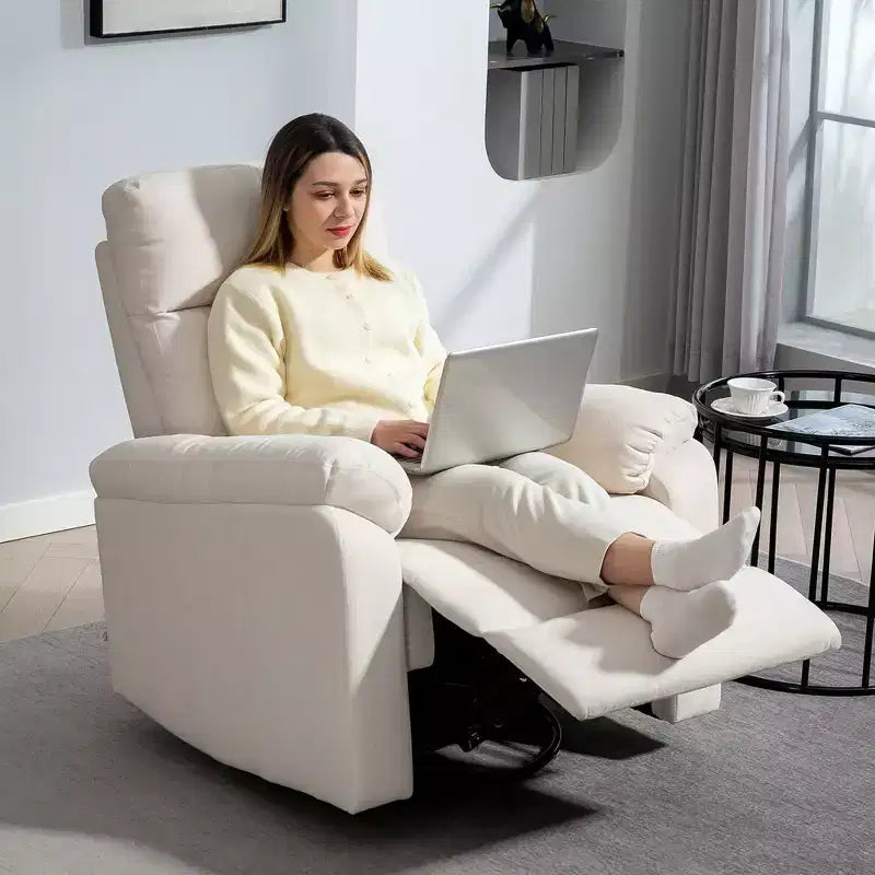 Recliner Chair, Wide Swivel Rocker Chair, Overstuffed Single Sofa with Pocket Spring, Footrest, Quick Assembly
