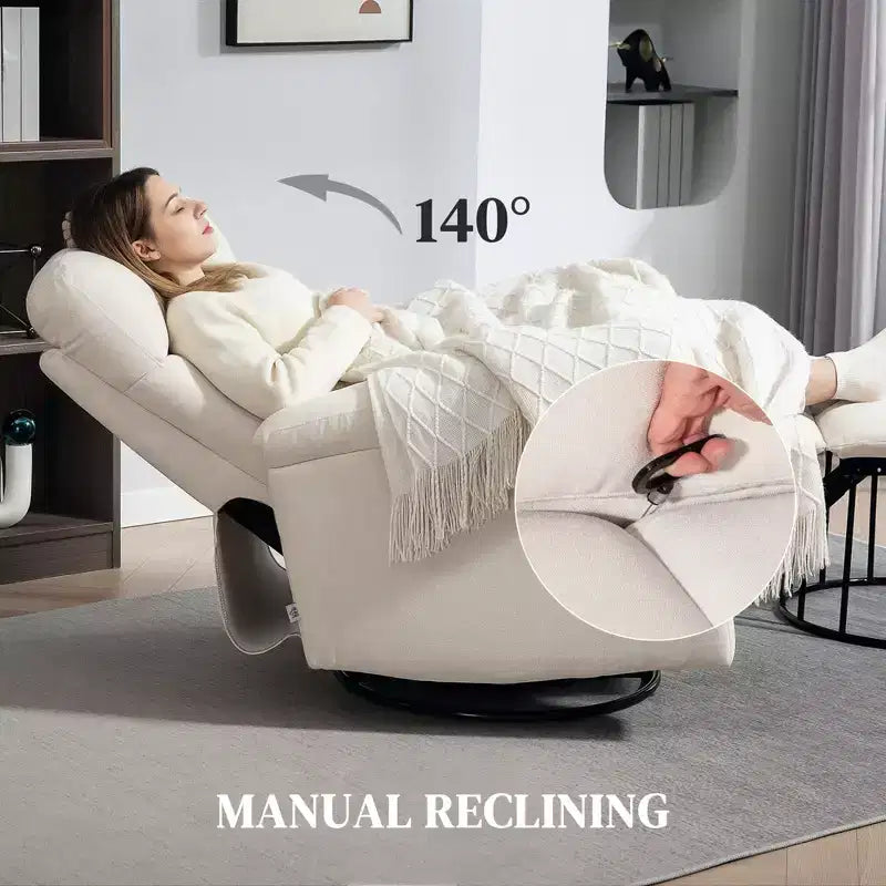 Recliner Chair, Wide Swivel Rocker Chair, Overstuffed Single Sofa with Pocket Spring, Footrest, Quick Assembly