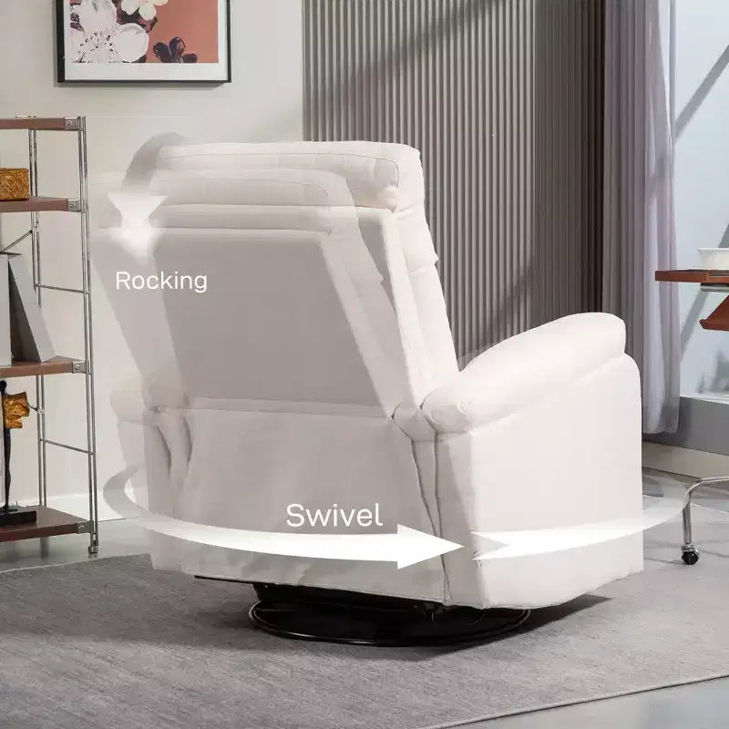 Recliner Chair, Wide Swivel Rocker Chair, Overstuffed Single Sofa with Pocket Spring, Footrest, Quick Assembly