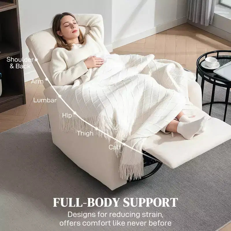 Recliner Chair, Wide Swivel Rocker Chair, Overstuffed Single Sofa with Pocket Spring, Footrest, Quick Assembly