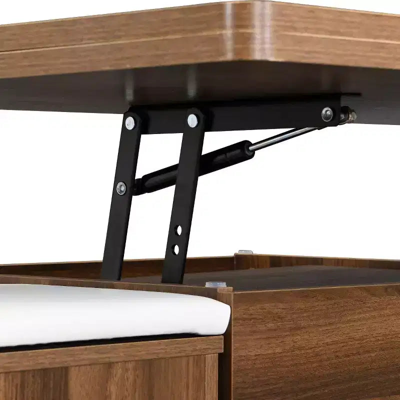 Table basse relevable moderne avec rangement, table centrale mobile pour petits salons ou appartements