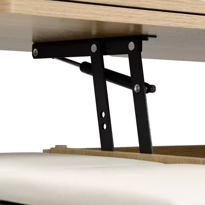 Table basse relevable moderne avec rangement, table centrale mobile pour petits salons ou appartements