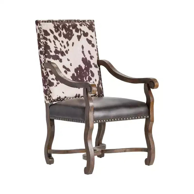 Crestview Collection Brown Upholstered Accent Arm Chair with Brown Solid Wood Frame