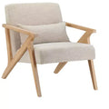 Crestview Collection White Upholstered Accent Arm Chair with Brown Wooden Frame