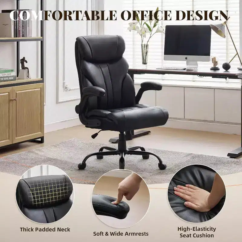 Fauteuil de bureau ergonomique pour la maison, chaise de direction à dossier haut, repose-pieds rétractable et siège large, chaise d'ordinateur pivotante robuste