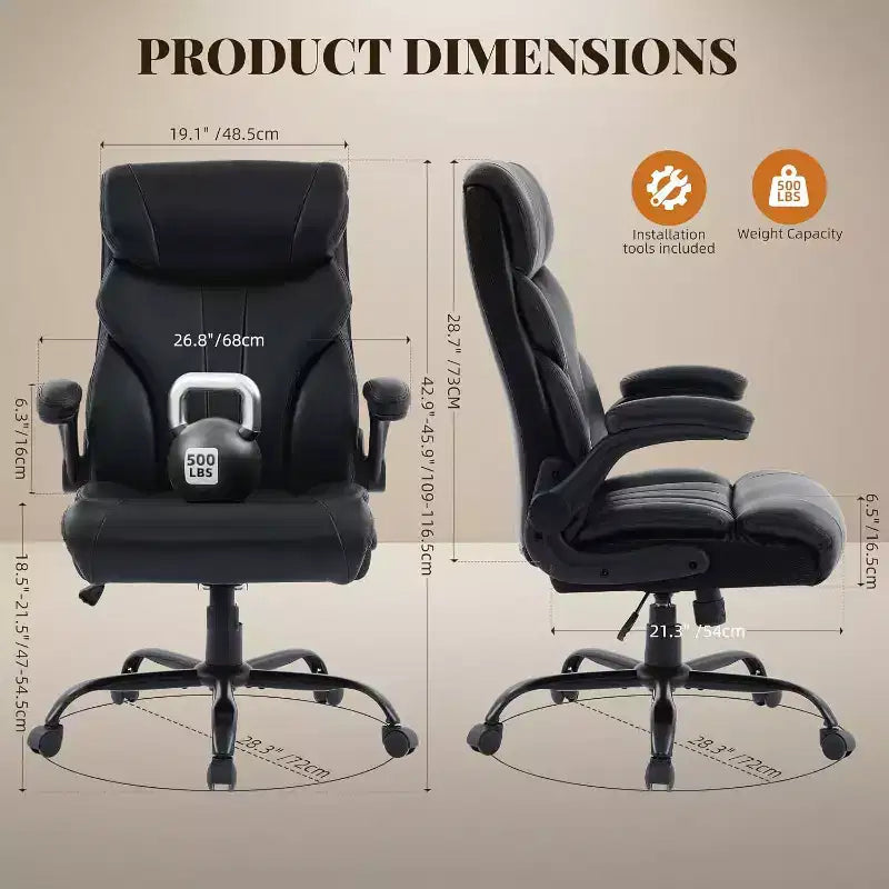 Fauteuil de bureau ergonomique pour la maison, chaise de direction à dossier haut, repose-pieds rétractable et siège large, chaise d'ordinateur pivotante robuste