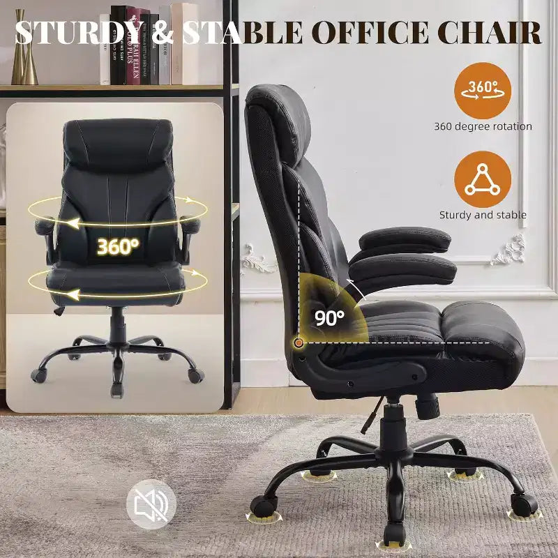 Fauteuil de bureau ergonomique pour la maison, chaise de direction à dossier haut, repose-pieds rétractable et siège large, chaise d'ordinateur pivotante robuste
