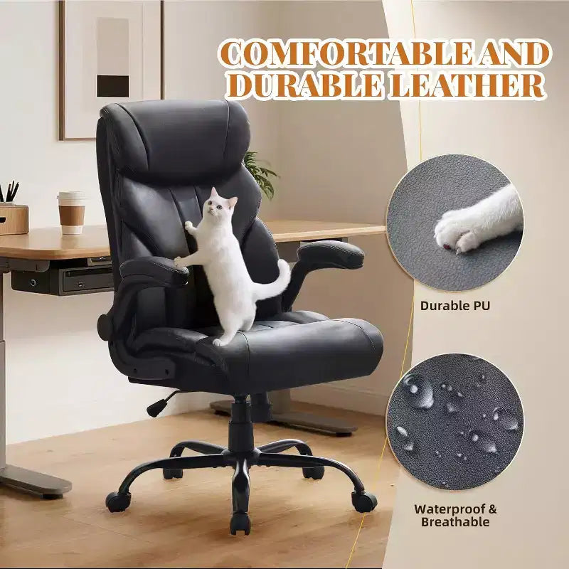 Fauteuil de bureau ergonomique pour la maison, chaise de direction à dossier haut, repose-pieds rétractable et siège large, chaise d'ordinateur pivotante robuste