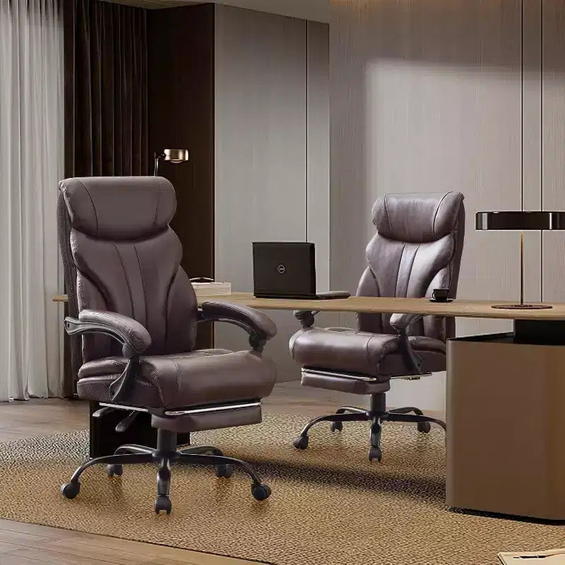Fauteuil de bureau ergonomique pour la maison, chaise de direction à dossier haut, repose-pieds rétractable et siège large, chaise d'ordinateur pivotante robuste