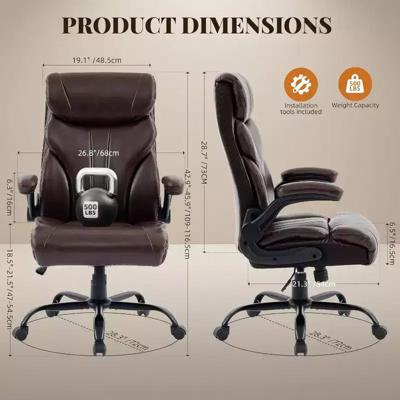 Fauteuil de bureau ergonomique pour la maison, chaise de direction à dossier haut, repose-pieds rétractable et siège large, chaise d'ordinateur pivotante robuste