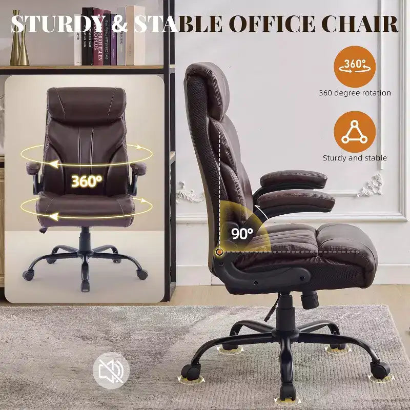 Fauteuil de bureau ergonomique pour la maison, chaise de direction à dossier haut, repose-pieds rétractable et siège large, chaise d'ordinateur pivotante robuste
