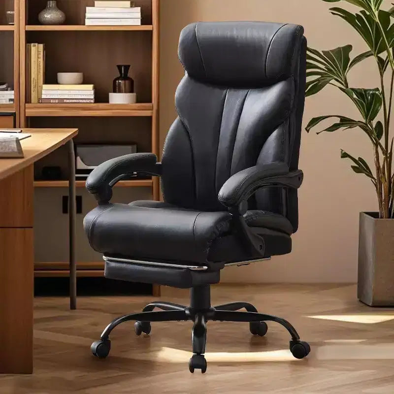 Fauteuil de bureau ergonomique pour la maison, chaise de direction à dossier haut, repose-pieds rétractable et siège large, chaise d'ordinateur pivotante robuste