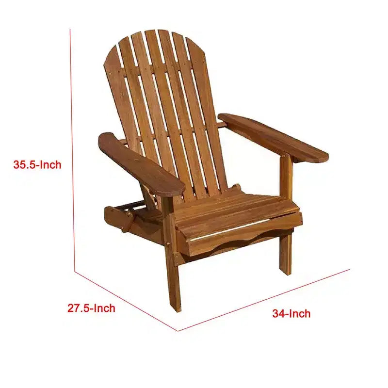 Royal Hampton Outdoor Adirondack Chair, Slatted Back, Natural Brown Wood