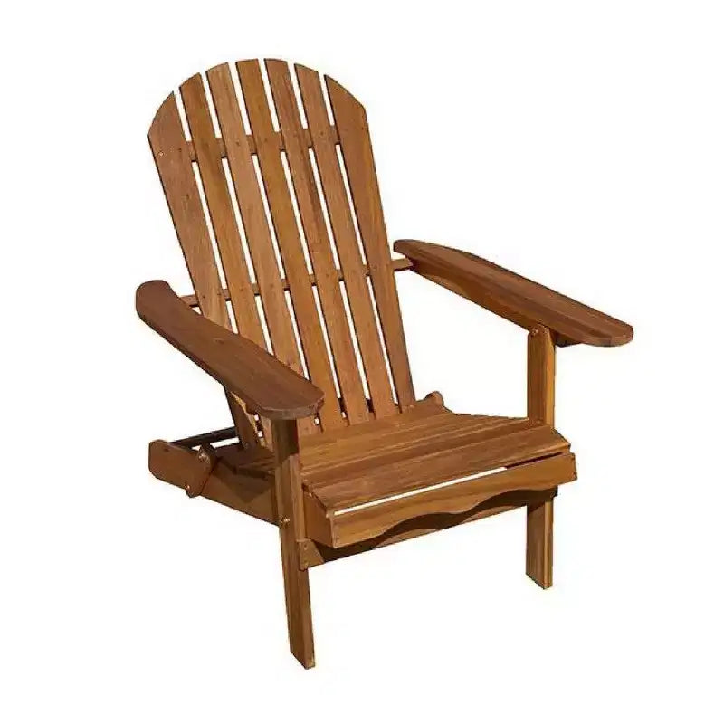 Royal Hampton Outdoor Adirondack Chair, Slatted Back, Natural Brown Wood
