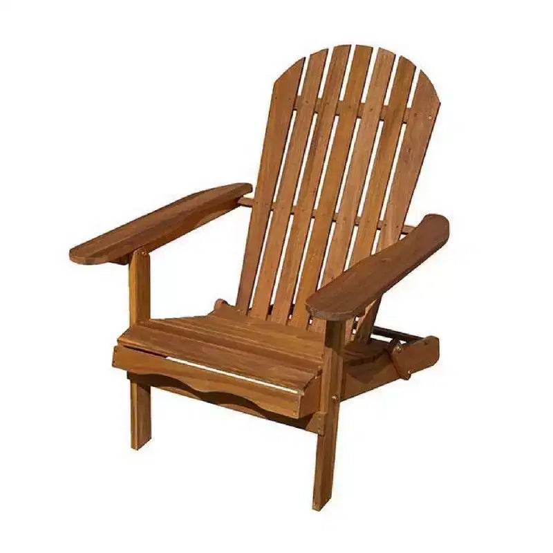 Royal Hampton Outdoor Adirondack Chair, Slatted Back, Natural Brown Wood