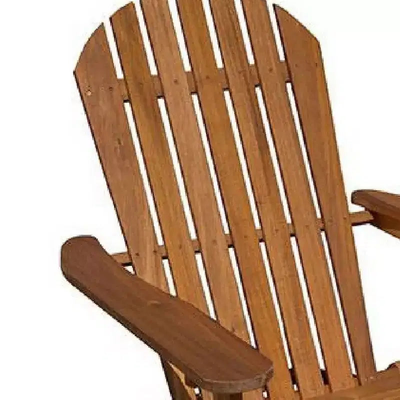 Royal Hampton Outdoor Adirondack Chair, Slatted Back, Natural Brown Wood