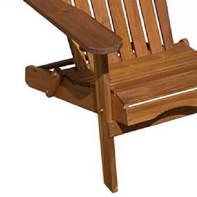 Royal Hampton Outdoor Adirondack Chair, Slatted Back, Natural Brown Wood