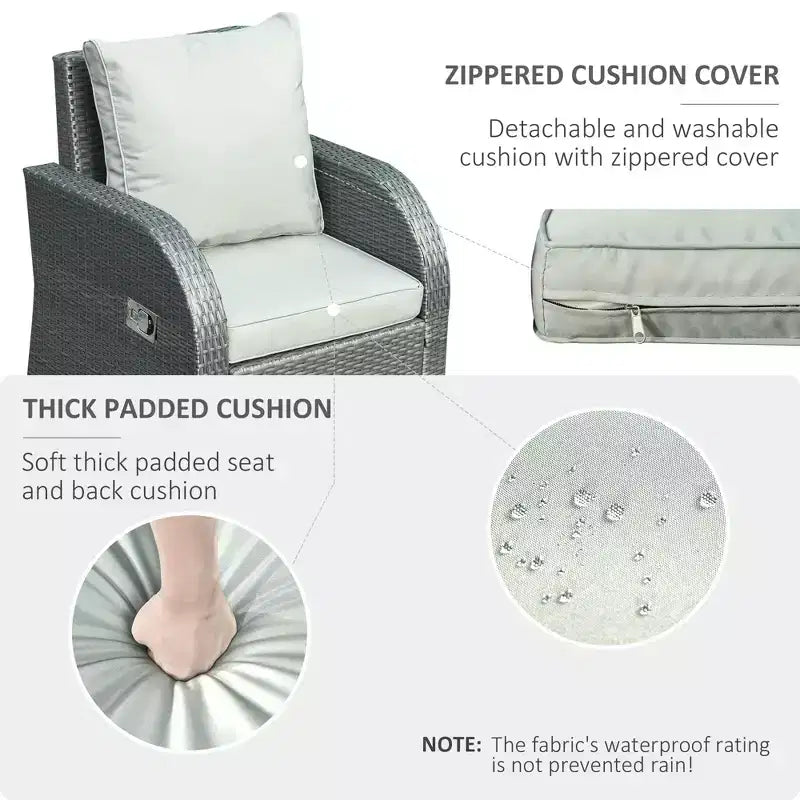 Salons de jardin 6 pièces, ensemble de canapés en osier d'extérieur, fauteuil inclinable individuel réglable en rotin, ensemble de conversation, poufs