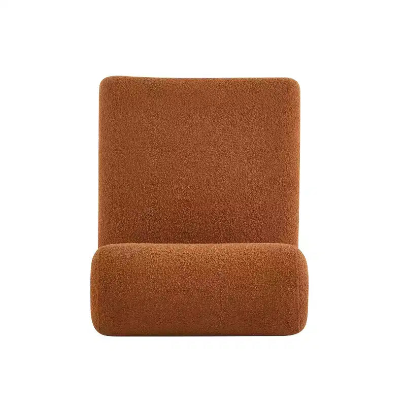 Fauteuil d'appoint Homy Casa avec dossier roulé et piètement en bois massif, revêtement en tissu bouclette