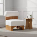 Homy Casa Accent Chair with Rolled Backrest and Solid Wood Base, Boucle Upholstery