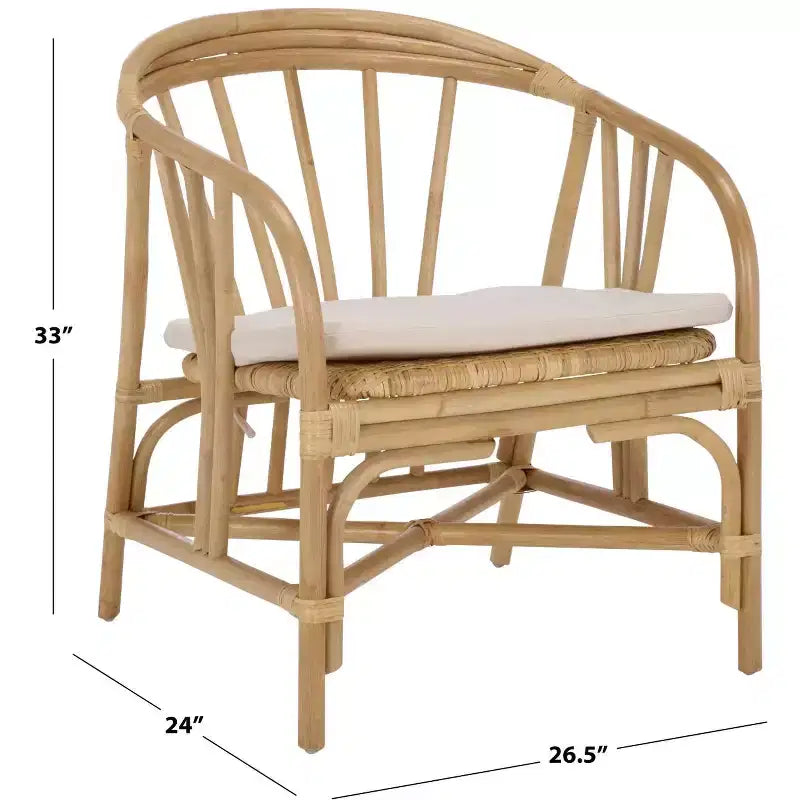 Billie Rattan Dining Chair - SEA8041 - Natural/Cream - Safavieh