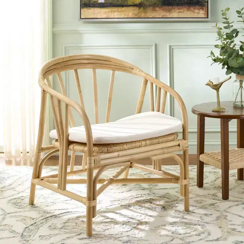 Billie Rattan Dining Chair - SEA8041 - Natural/Cream - Safavieh