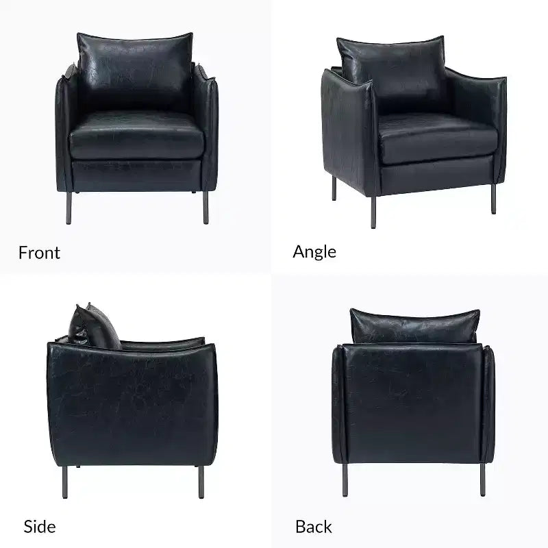 Georges Modern Vegan Leather Armchair with Unique Arms Set of 2|ARTFUL LIVING DESIGNS