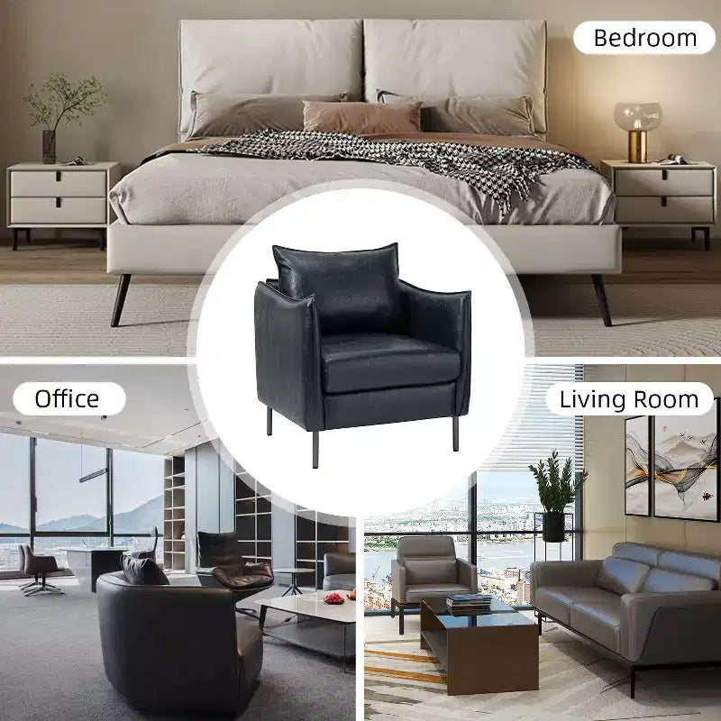 Georges Modern Vegan Leather Armchair with Unique Arms Set of 2|ARTFUL LIVING DESIGNS