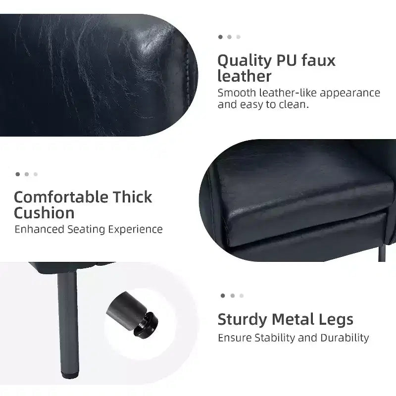 Georges Modern Vegan Leather Armchair with Unique Arms Set of 2|ARTFUL LIVING DESIGNS