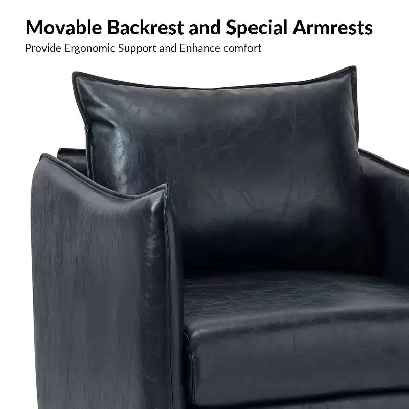 Georges Modern Vegan Leather Armchair with Unique Arms Set of 2|ARTFUL LIVING DESIGNS