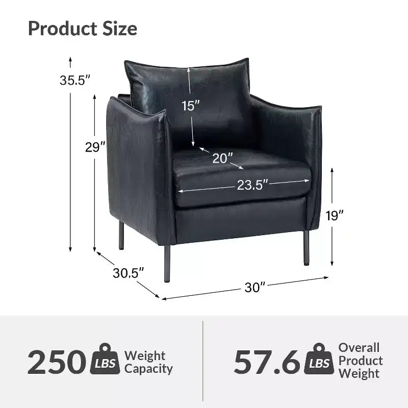 Georges Modern Vegan Leather Armchair with Unique Arms Set of 2|ARTFUL LIVING DESIGNS