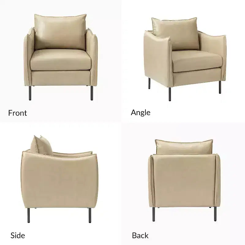 Georges Modern Vegan Leather Armchair with Unique Arms Set of 2|ARTFUL LIVING DESIGNS